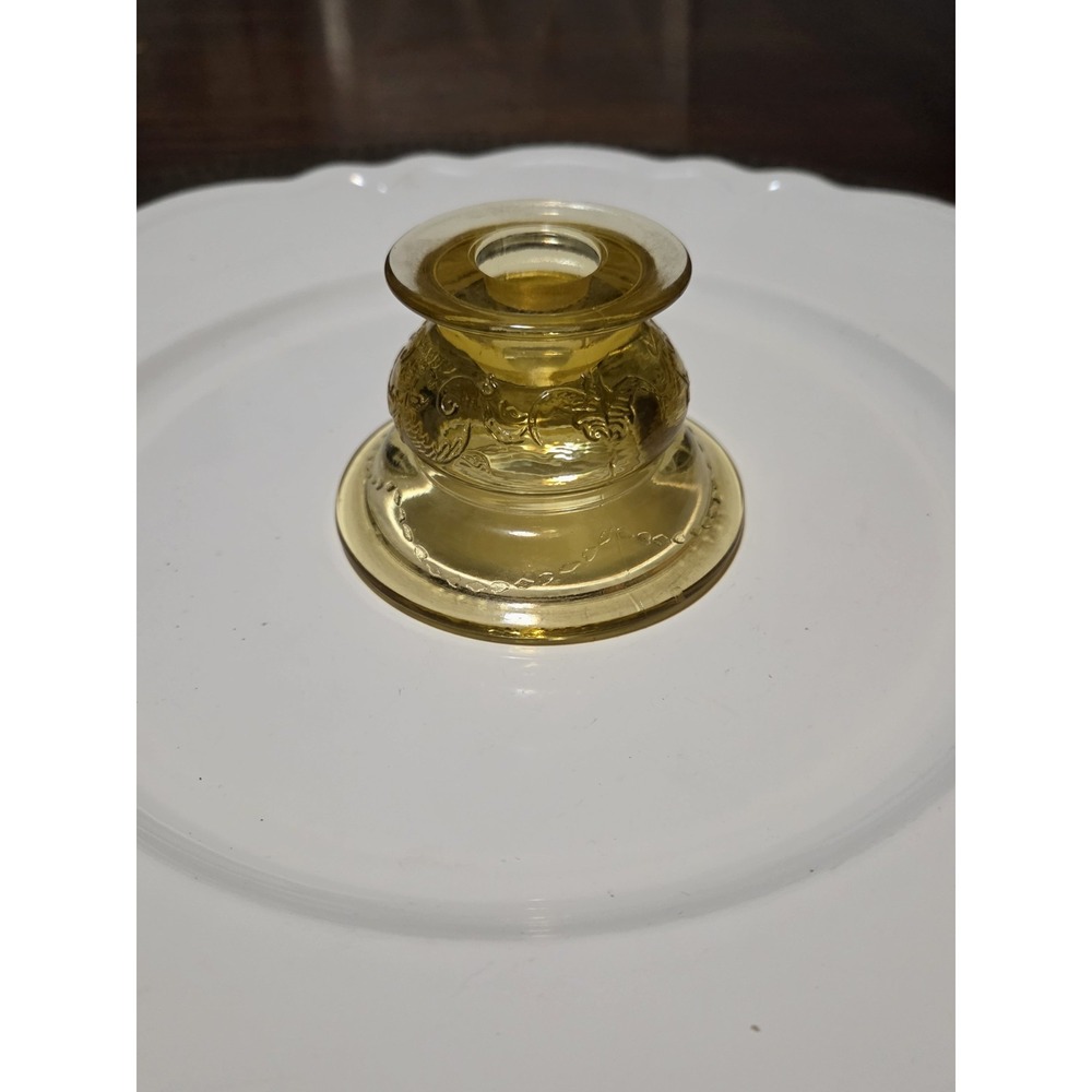 vintage amber depression glass candlestick holder "Madrid" pattern Replacement
